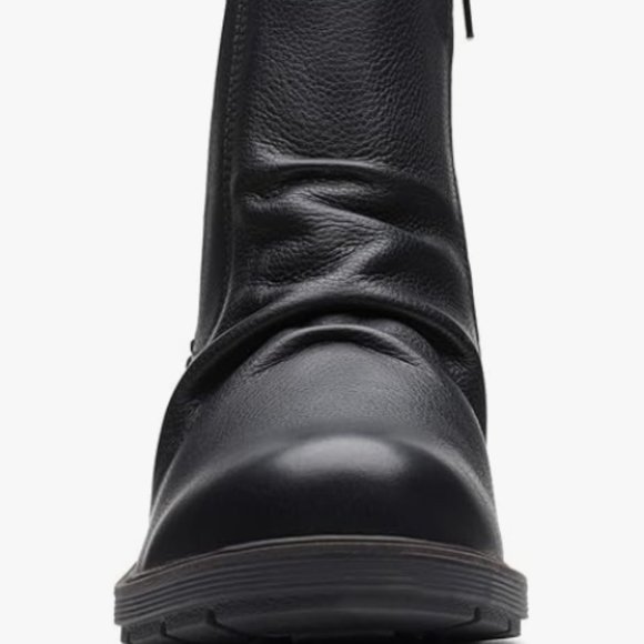 NEW Clarks Womens Hearth Rose Leather Mid Calf Boot Sz 8 wide black - Picture 6 of 6